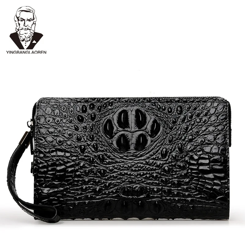 Tanie Portfel męski skórzany oryginalny Alligator męski kopertówka projektant biznes męski etui na telefon skóra bydlęca carteras hombre billeteras