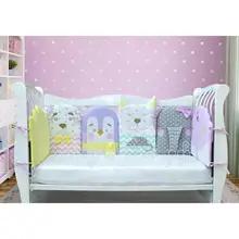 Бортики в кроватку для новорожденного бортики зверюшки в детскую кроватку для девочки собака кошка пингвин слон