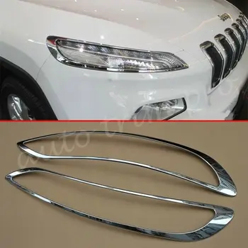 

ABS Chrome Front Head Light Lamp Cover Fit For Jeep Cherokee KL Accessories 2014 2015 2016 2017 2018 Exterior Moulding Decorate