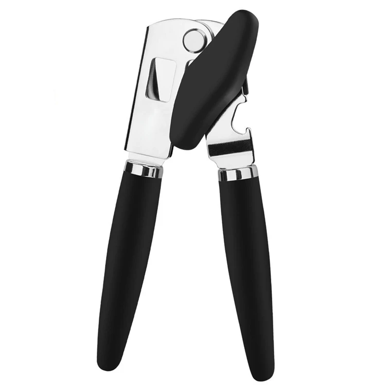 Can Opener Manual Heavy Duty Can Openers Smooth Edge 3-In-1 With Ergonomic Non-Slip Rubber Soft Handle Easy Turn Ultra Sharp