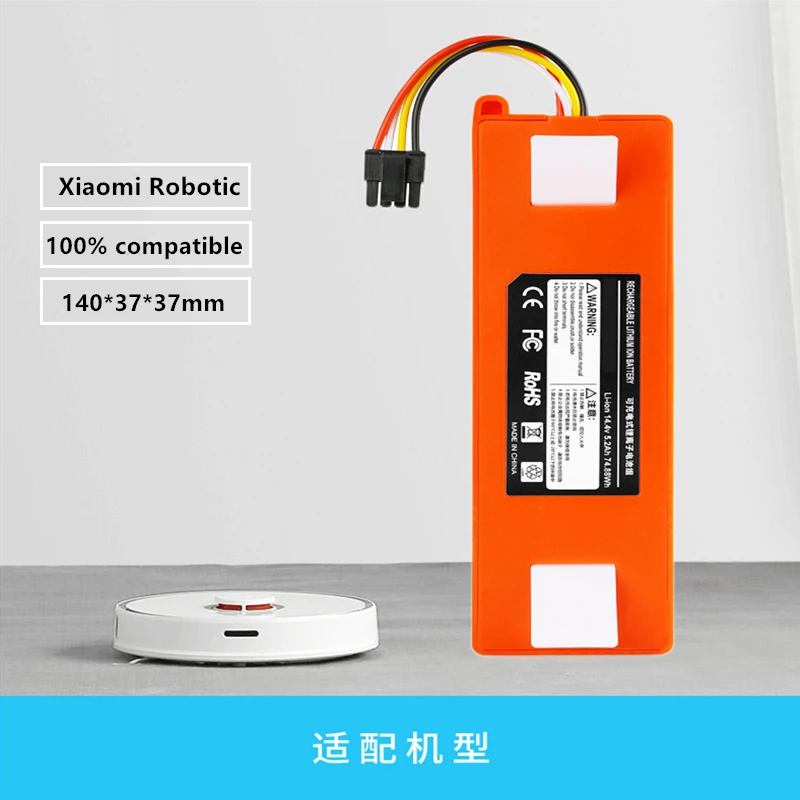 Aspirador de pó Acessórios para Xiaomi Novo Li-ion Bateria mi Robô Robótica Aspirador Roborock S50 S51 t4 100% 9800mah 14.4v 6.5ah - Image 3