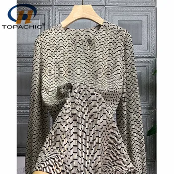 

1.5 2020 New Fashion Silk Shirt Women Temperament Elegant O-neck Plaid Print long sleeve Tide Blouse