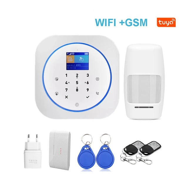 Умная wifi GSM домашняя система охранной сигнализации с сенсорной клавиатурой и беспроводной ip-видео камерой и управлением через приложение Tuya Alexa Google Home - Цвет: Set B