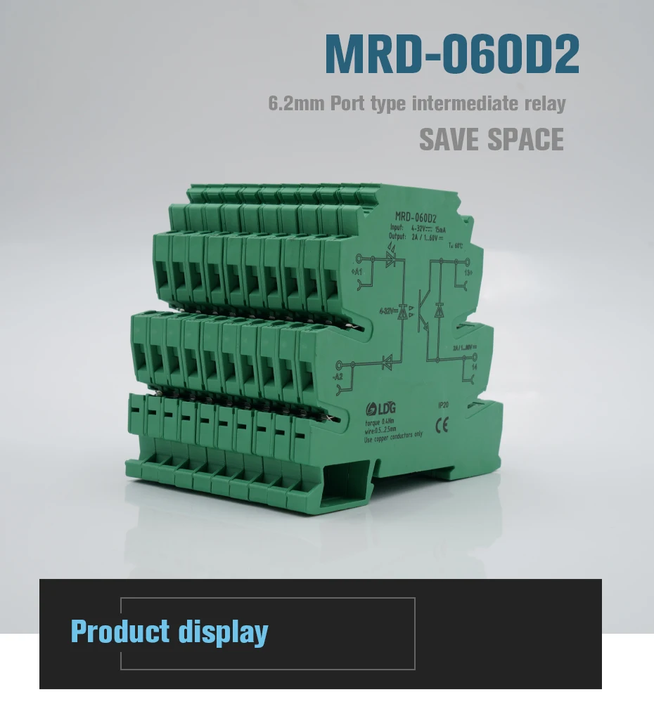 1 шт. MRD-060D2 твердотельный релейный модуль 2A DC контролируемый 24 в ультра-тонкий порт реле, вход 2A: 5 в 12 В 24 В DC AC SSR, ternimal-блок