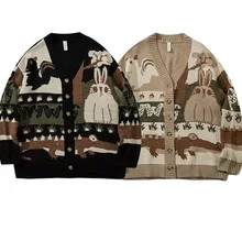

Cardigan Sweater Men's Fashion Brand Autumn Winter 2021 Retro Loose Sweater Coat Thread Hong Kong Style Versatile Student