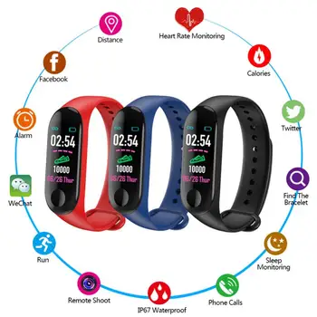 

For M3 Plus Smart Watch Bracelet Band Fitness Tracker Wristband Heart Rate Activity Screen Smart Electronics Bracelet Watch