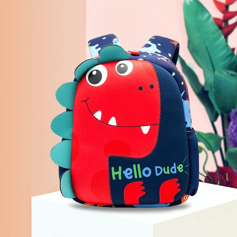 

2019 Fashion New Cartoon Dinosaur Children backpack Kindergarten Schoolbag For Boys Girls Baby Anti-lost Bags Reflective Strip