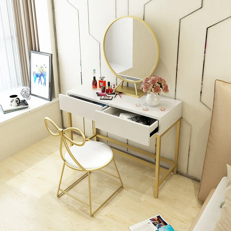 Скандинавский твердый деревянный туалетный столик простой бытовой спальня макияж стол и стул комбинированный чистый красный Ins креативный стол для макияжа
