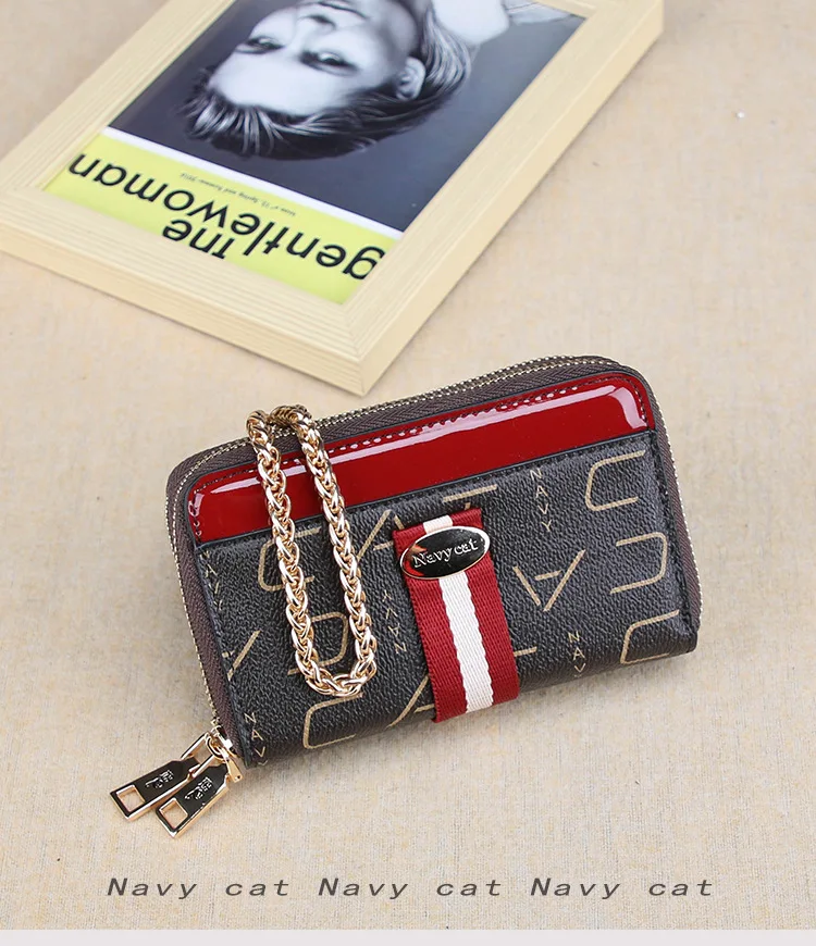 Navy CAT Small Women Wallets Female Leather Wallet Zipper Design With Coin Purse Pockets Mini Walet Womens Bag16