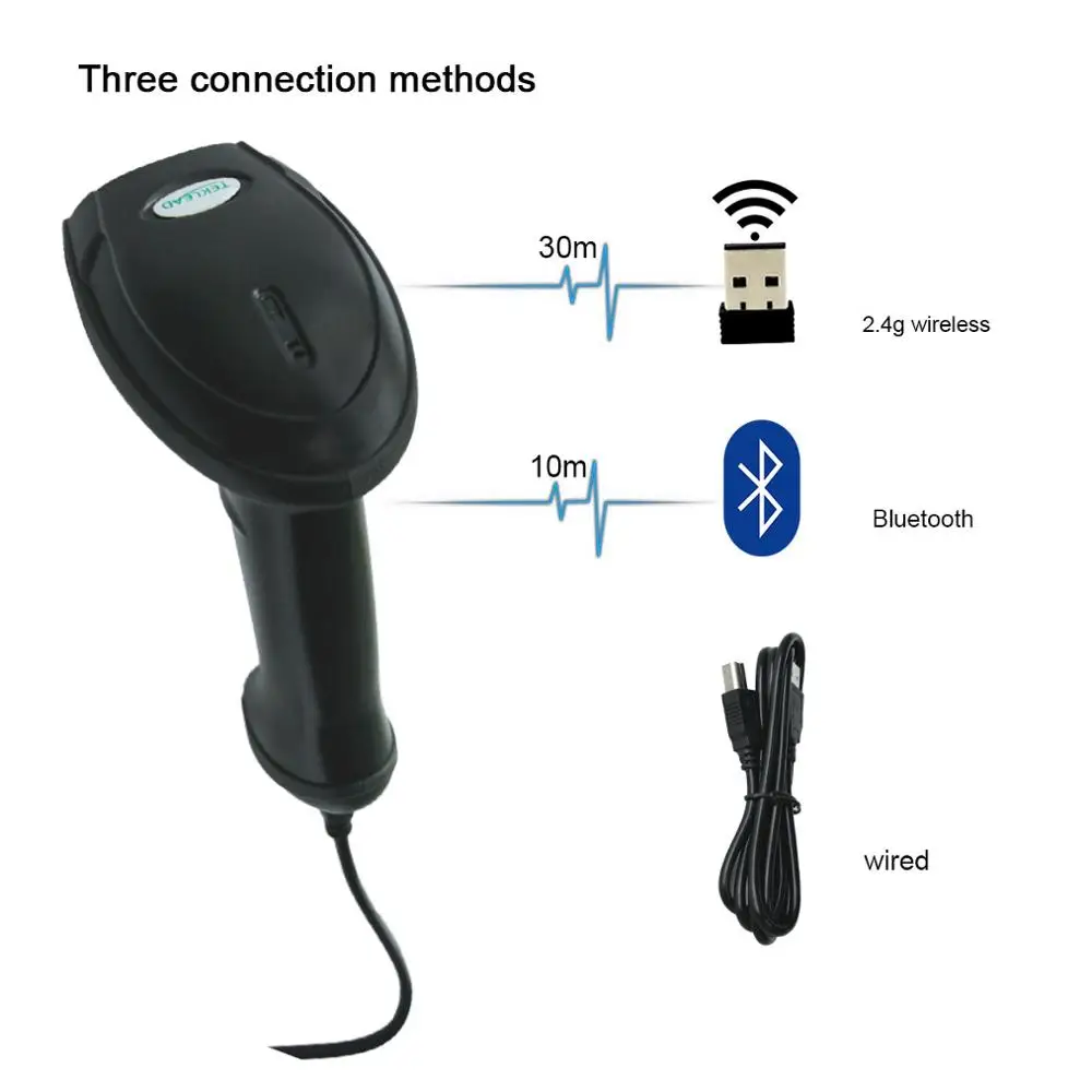 

TEKLEAD Wireless Hnadheld Barcode Scanner Bluetooth for Tablet Phone Android ios for Supermarket office Automatic Scan