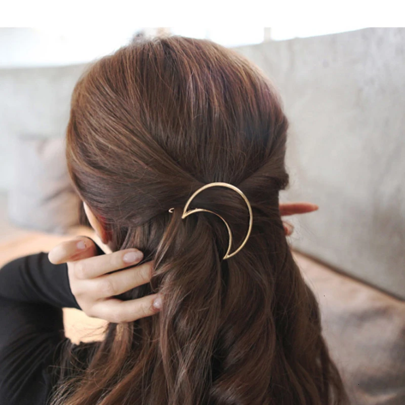 Fashion Simple Hollow Gold Moon Hair Clips For Women Hair Accessories Punk Jewelry Hairpins Girls Barrette Pince Cheveux Femme