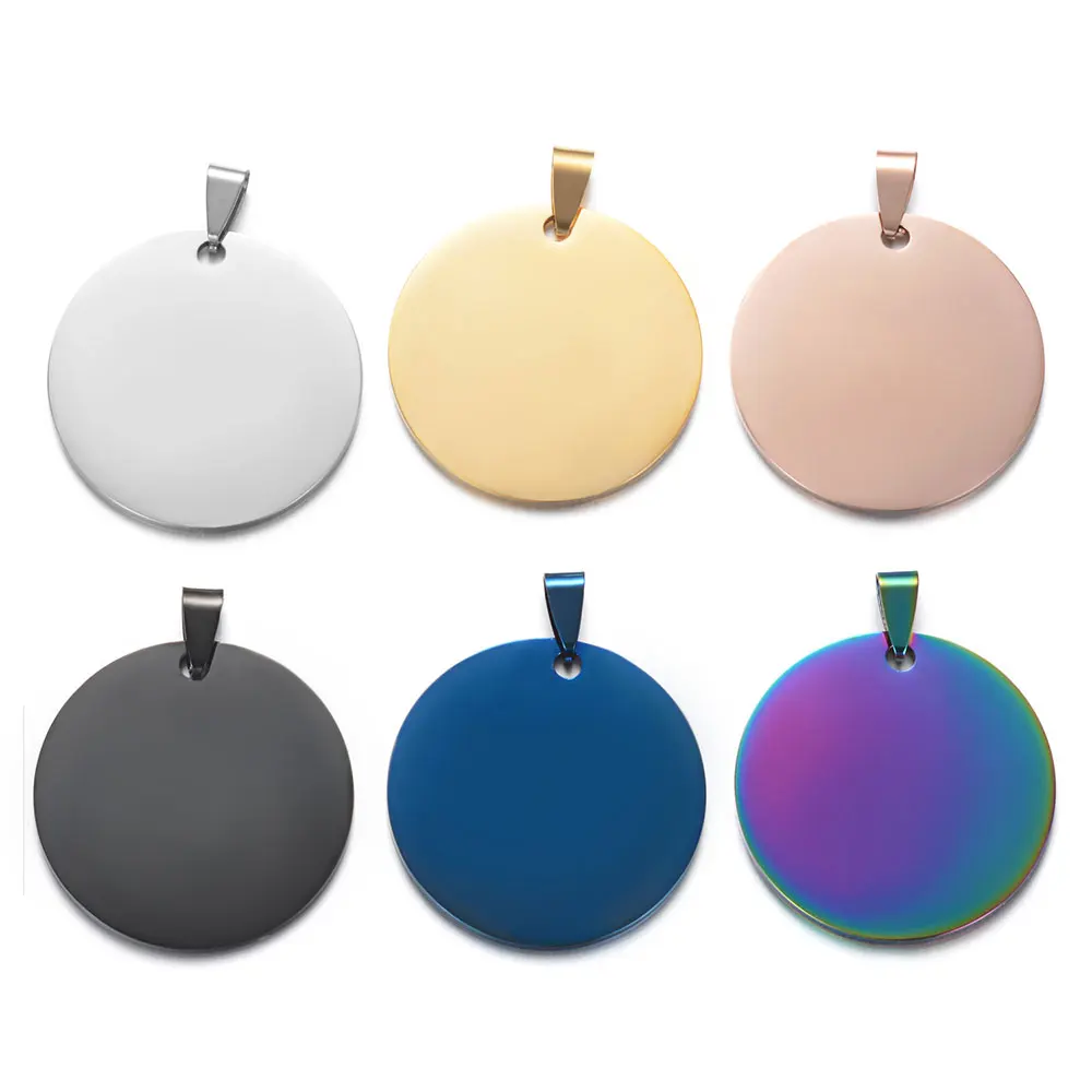 

3pcs/Lot 316 Stainless Steel Mirror Polished 25mm 30mm 35mm Round Disc Blank Charm Wholesale OEM Engraved Pendants