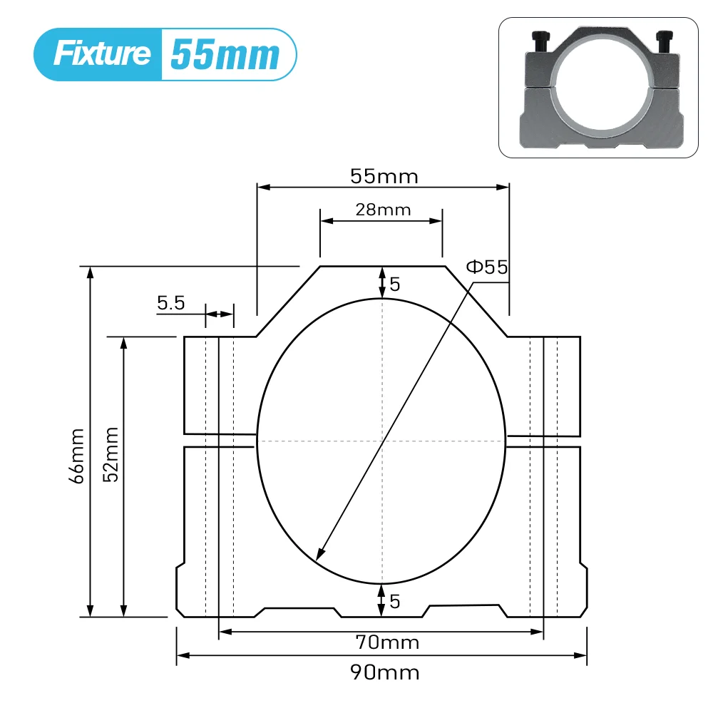 52mm 55mm 65mm 80mm Spindle Clamp Bracket With 4 Screws For Spindle Motor