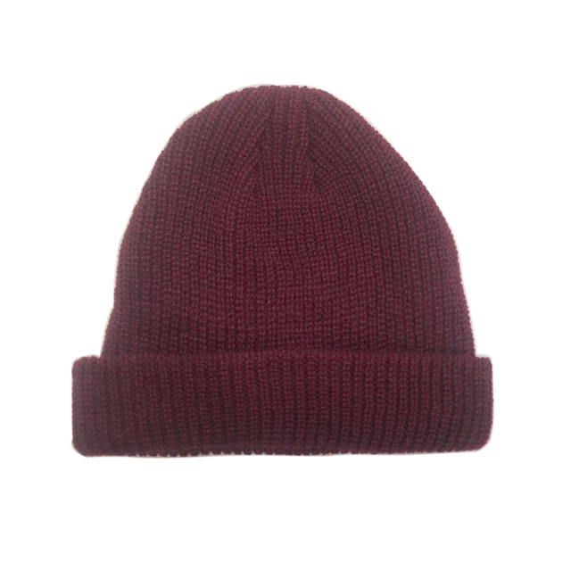Fashion Hip Hop Beanie Knitted Hat Men Skullcap Women Winter Warm Brimless Baggy Melon Cap Cuff Docker Fisherman Beanies Hats Wine Red