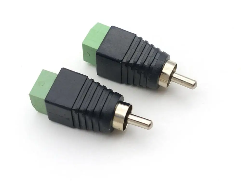 1000pcs CCTV camera ADAPTER RCA Male Plug TO AV Terminal Connector Video Balun adapter