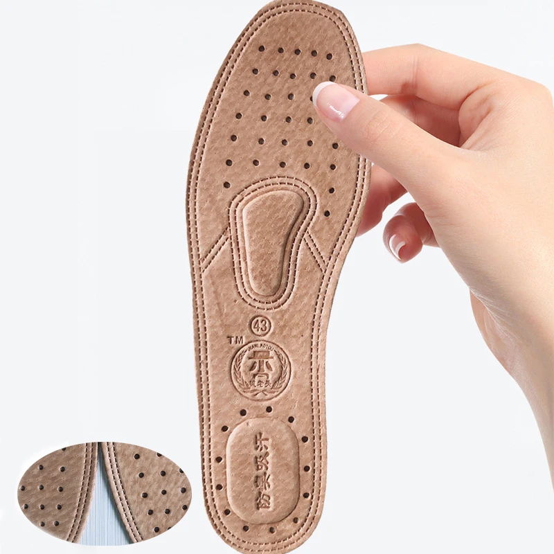 Shoe Insoles 1Pair Breathable Leather Shoe Insoles Replacement Inner Soles Shoe Insole Pads Absorb Sweat Deodorant Flat Feet Insole Mats