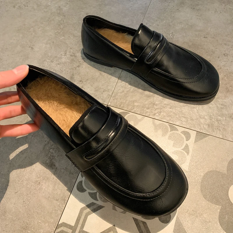 

Korean Shoes British Style Autumn All-Match Female Footwear Oxfords Women's Round Toe Black Flats Casual Sneaker 2019 New