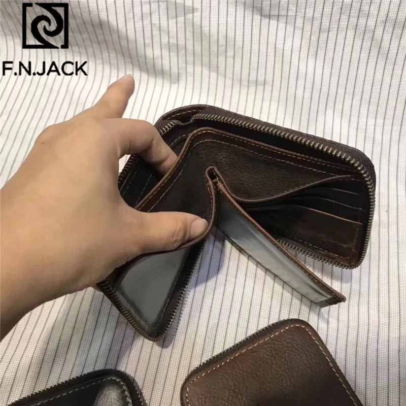 F.N.JACK Досуг и модный горизонтальный стиль с несколькими позициями карты первый слой Crazy Horse кожа ручной работы