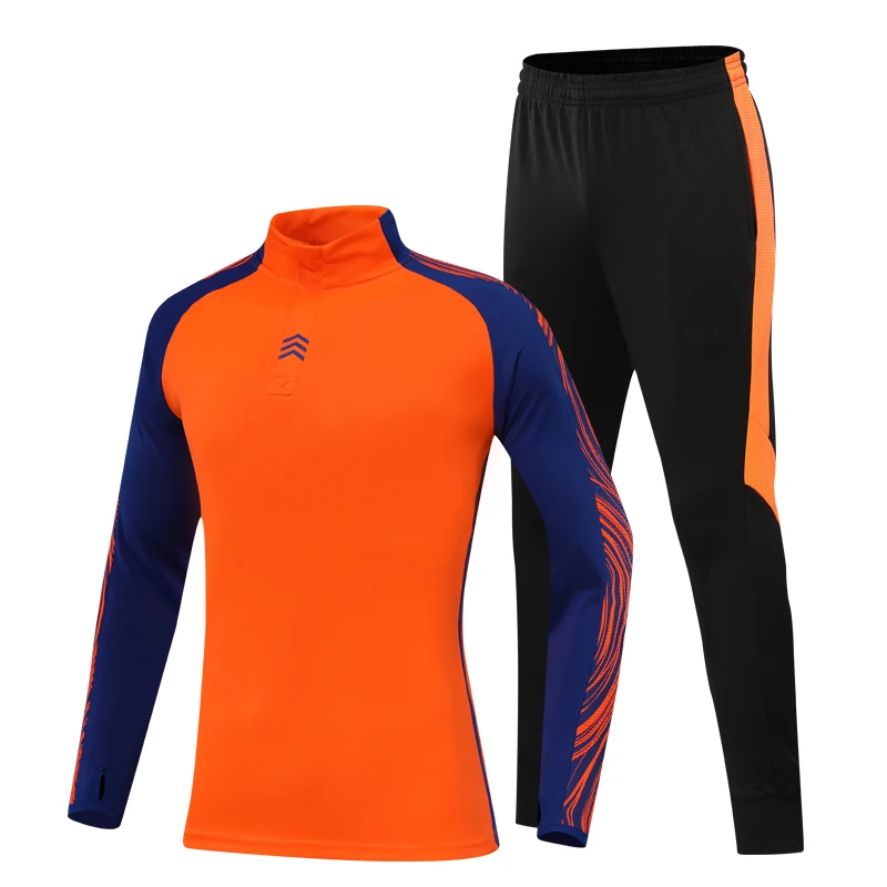 Детский спортивный костюм, зимняя футбольная тренировочная куртка, комплект футбольной формы с длинными рукавами, теплая спортивная одежда для мальчиков, пальто для фитнеса, верхняя одежда - Цвет: orange