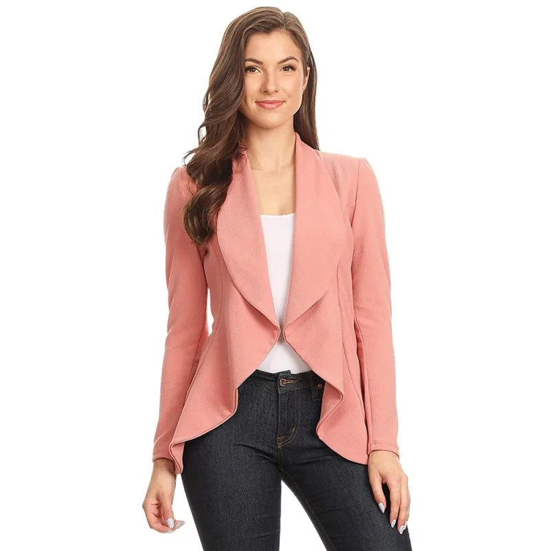 

Women Temperament Asymmetrical Blazers Cardigan Autumn Long Sleeve Blazers And Jackets Ruched Casual Business Suit Outwear