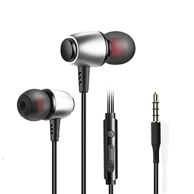 Silver earphone Hangrui 3,5 мм проводные наушники, Спортивная стереогарнитура с микрофоном, наушники-вкладыши для телефона Red mi Note 8 Pro mi A3 P20 P30 Lite - Цвет: Silver earphone