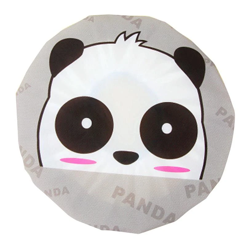 panda Мультяшные животные водонепроницаемый Душ для ванной шапочка для волос Resuable кружева эластичная лента фен вапоризатор для волос - Цвет: panda