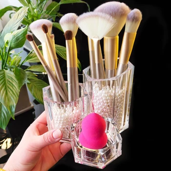 

Makeup Brush Storage Tube Dressing Table Makeup Eyebrow Pencil Painting Storage Box Plastic Transparent Multifunctional