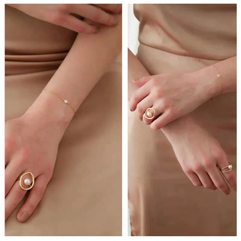 Hollow Pearl Ring Geometric Rings Popular Chic Design Elegant Imitation Pearls Women Girls Jewelry Christmas Party Gifts ring set