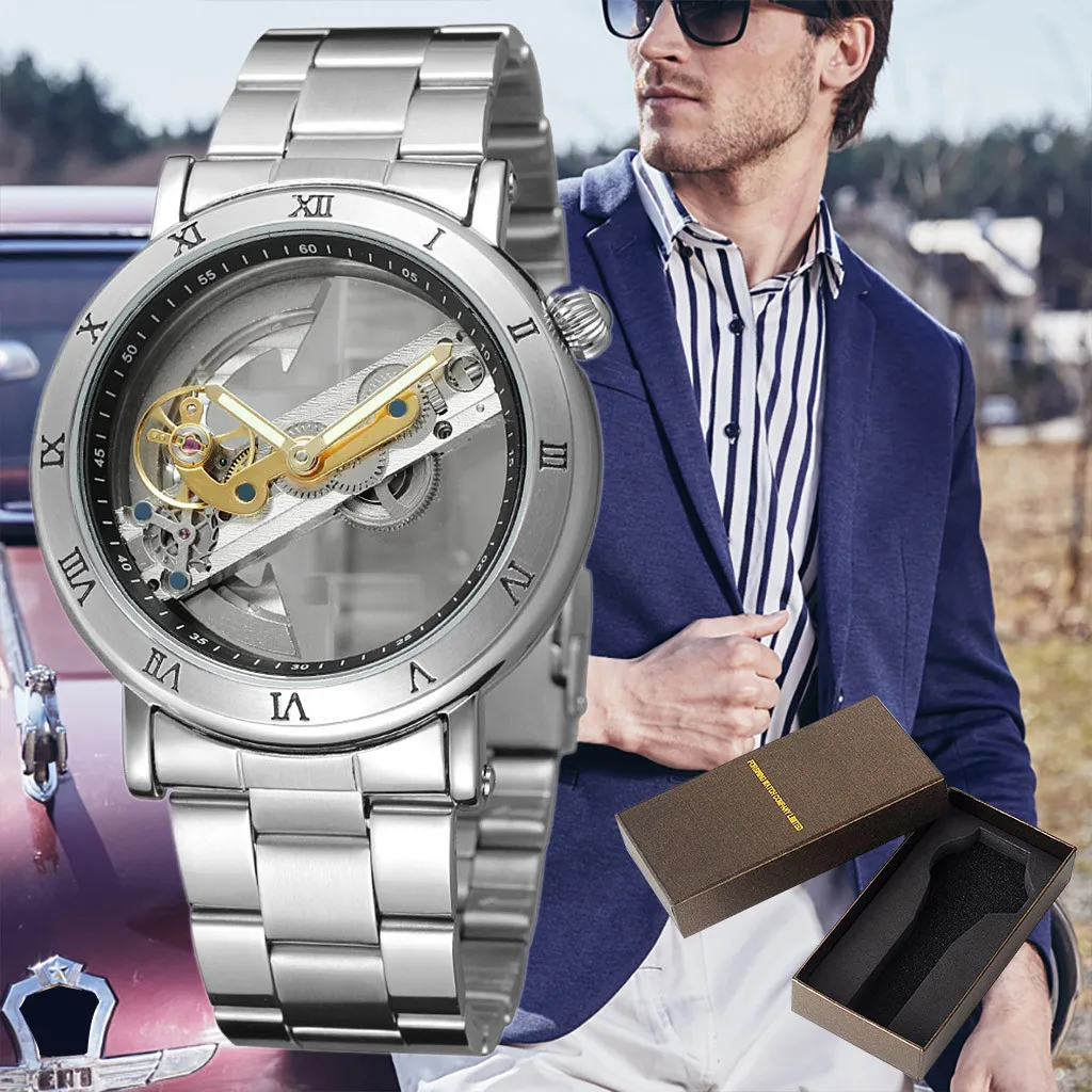 

Automatic Mechanical Watch Men Stainless Waterproof Moon Phase Luminous Luxury Gold Business Tourbillon Montre Homme