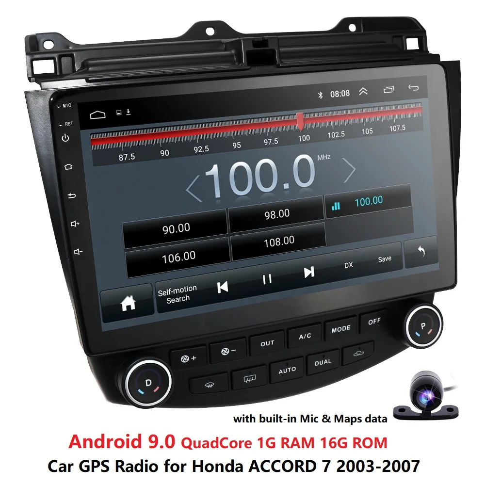 Sale 10.1 Inch Capacitive Touch Screen Android 9.0 Car NODVD Radio Player GPS Navigation For Honda Accord 7 2003 2004 2005 2006 2007 1