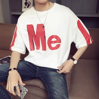 

Harajuku Men's tshirt Letters printed Hip-Hop Cotton Tshirt O-neck Summer Japanese Male Causal Tshirts Fashion Loose Tees