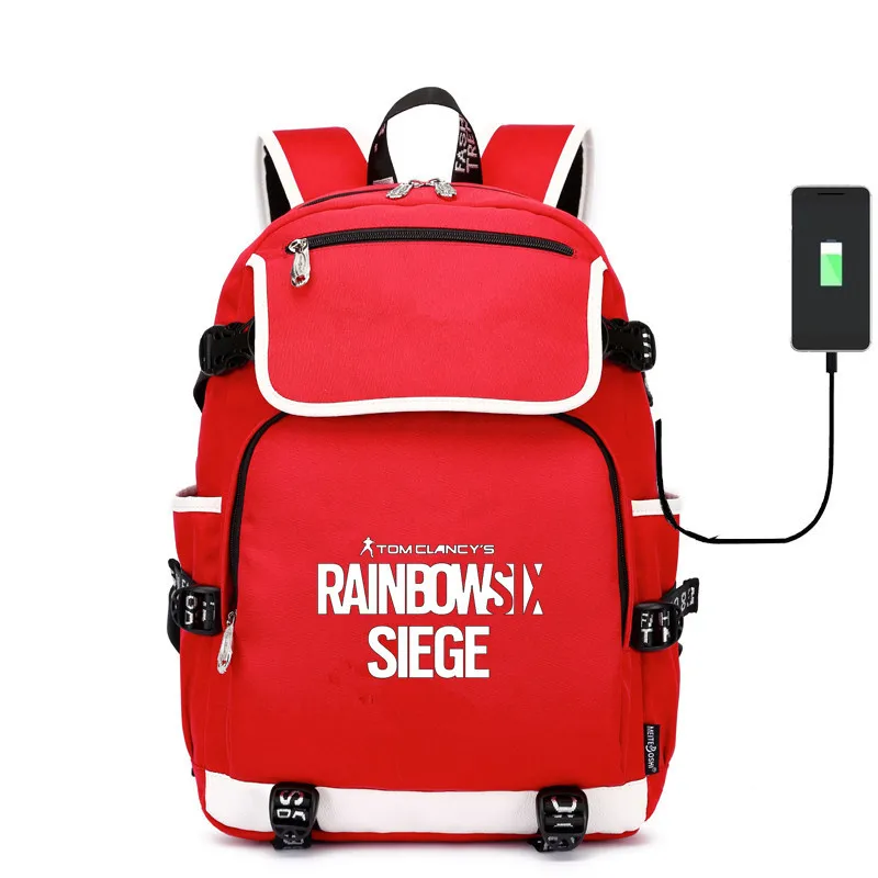 2 Игра Rainbow Six Siege школьные сумки из холщовой ткани, рюкзаки зарядка через usb сумка для ноутбука дорожная сумка рюкзак для подростков - Цвет: 2