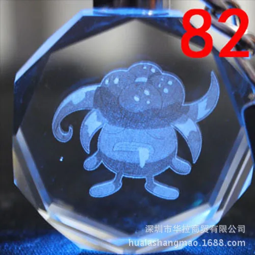 82 Pocket Monster Хрустальный брелок пепел Кетчум Пикачу мультфильм светодиодная вспышка brelok do kluczy ювелирные изделия брелок мода Llavero игрушки - Цвет: 82