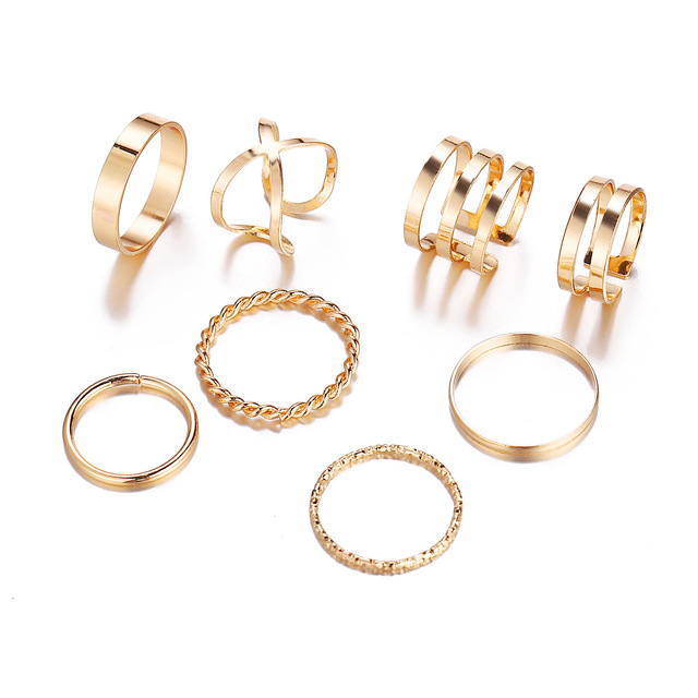 Punk Gold Wide Chain Rings Set For Women Girls Fashion Irregular Finger Thin Rings Gift 2021 Female Knuckle Jewelry Party
