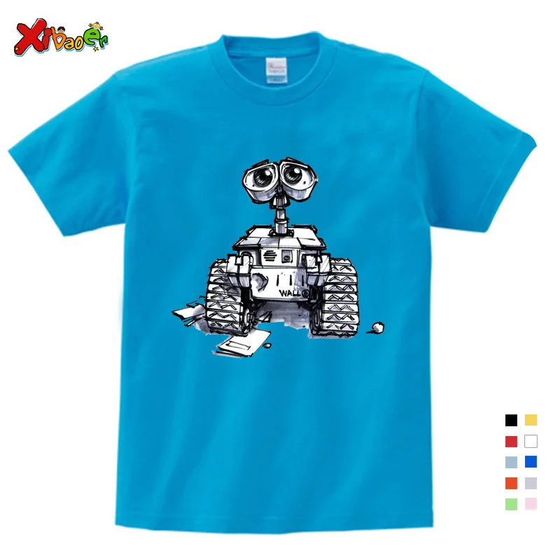 

Wall-E Eve Robot Couple Cartoon Funny T Shirt Gifts for Children New Breathable Tshirt Kids Short Sleeve Children T-shirt 3T-9T