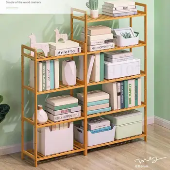 

Simple Bookshelf Storage On The Ground Simple Solid Wood Living Room Children's Book Cabinet Desktop Storage