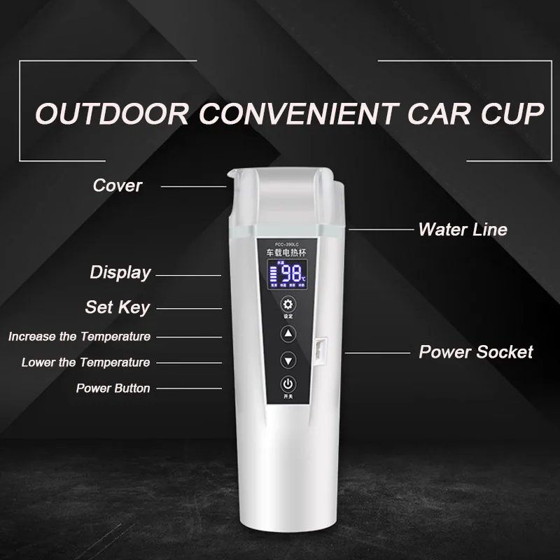 US $33.77 Smart Touch Car Thermos Bottle Digital Display Insulated Cup 1224220v Universal Traveling Heating Cup Water Bottle Hot Sale
