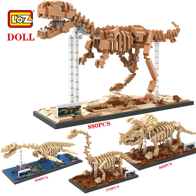 

LOZ Jurassic Period World Park Tyrannosaurus Plesiosaurus Fossil Dinosaur Skeleton 3D Model Building Blocks Mini Bricks Kids Toy