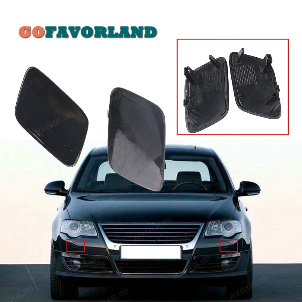

Pair Front Bumper L R Headlight Washer Nozzle Jet Cover Unpainted Cap 3C0955109A 3C0955110A For VW Passat B6 2006-2011