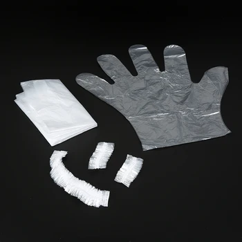 

Hot 4pcs Set Hairdressing Hair Cutting Barbers Cape Comb Plastic Salon Tool Earmuffs Gloves Shawl Disposable Hair Coloring Tools