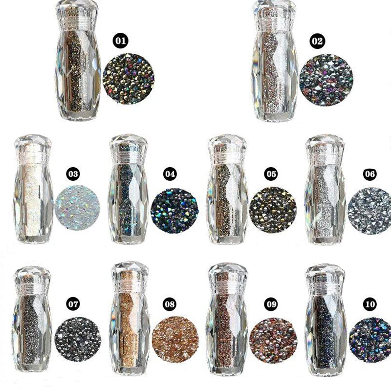 

1pcs Nail Bead Rhinestone 10-Color (Colorful,Transparent,Mine Silver......) Micro Beads Diy Nail Tips Art Decoration 0.6mm Beads