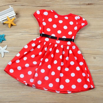 

Dot Printed Dress for Kids O-Neck Short Sleeve Fashion Clothing Mini A-Line Dress with Ribbon 2020 Casual Girl's Dresses