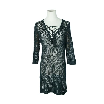 

Fanco 2020 New Women Knitting Hollow Out Chest Straps Beach Female Sun Shirt Seaside Vacation Skirt Bikini Blouse