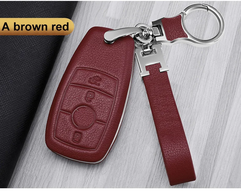 Чехол для дистанционного ключа от машины кожаный чехол для Mercedes Benz E класс W213 E класс W213 E200 E260 E300 S класс аксессуары - Название цвета: A brown red