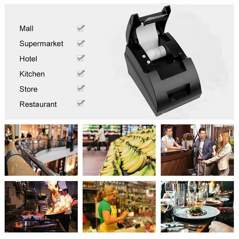Receipt Bluetooth Thermal Printer Practical Wireless With Paper Roll Mini Low Noise Restaurant Supermarket USB Portable POS Fast