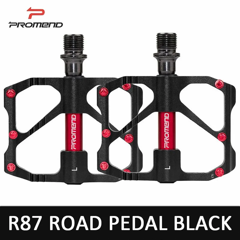 R87ROADBLACK PROMEND, алюминиевая Педаль для шоссейного велосипеда, Mtb, педаль для велосипеда, 3 подшипника, противоскользящие, ультралегкие педали, Bicicleta Carretera Pedale Vtt - Цвет: R87ROADBLACK