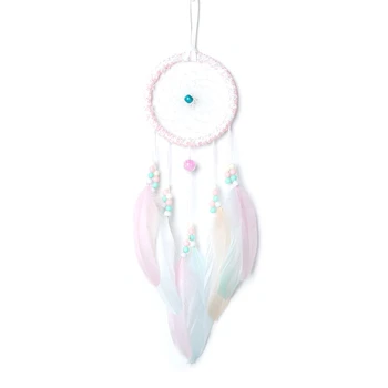 

2Pc Colorful Feather Ins Girl Dream Catcher Net Series Openwork Dream Catching Lace Dreamcatcher Bead Handmade Cute Room Decorat