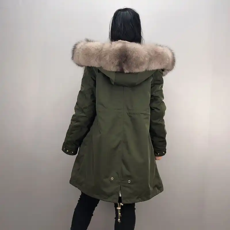 Parka Echtpelz Winter Pelzmantel Frau Echtpelz Jacke Echtpelz Mantel Echt Kaninchen Pelz Futter Naturliche Fuchs Pelz Kragen Qd Yishang Echtes Fell Aliexpress