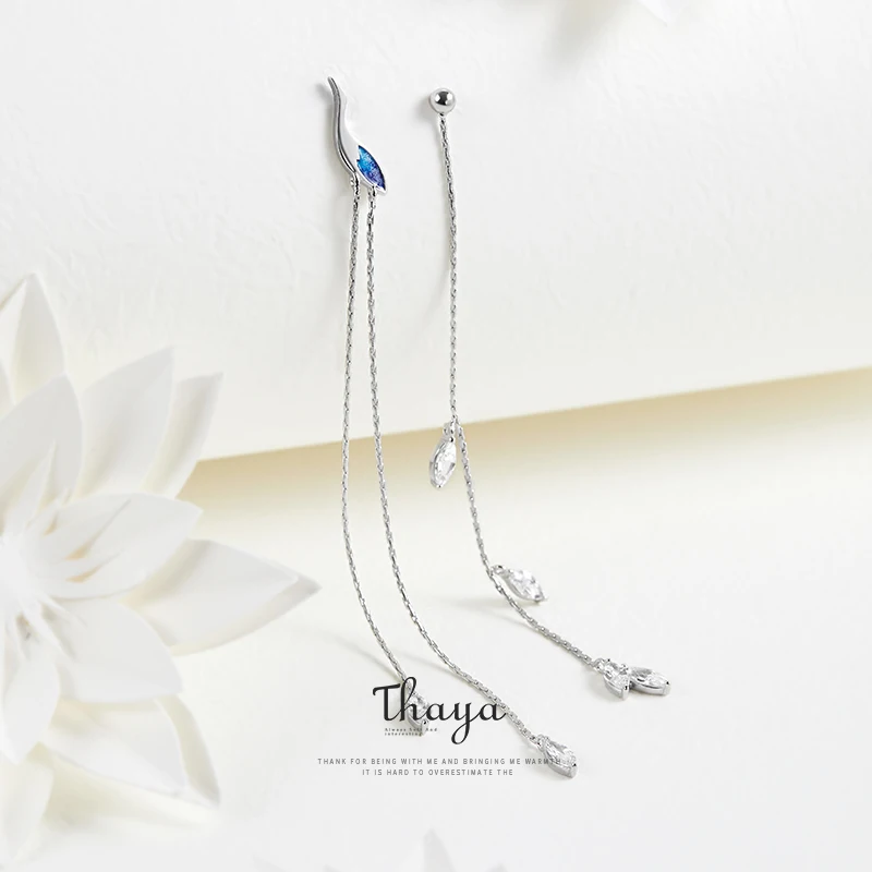 Женские Асимметричные сережки Thaya из серебра 925 пробы с синим краном ювелирные