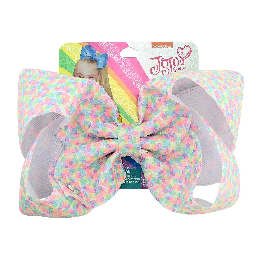 1 " блестящий Радужный бант JoJo siwa с зажимом для волос для девочек, Детский бутик ручной работы, большой бант для волос, заколки для волос, аксессуары для волос - Цвет: 1